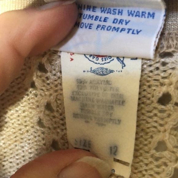 VINTAGE MISS PERNILLA Champagne Delicate Knit Open Cardigan Sweater Size 12 - Picture 7 of 16